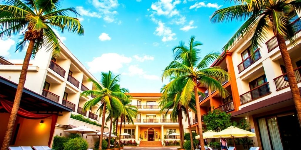 Diverse hotels in Dar es Salaam with tropical surroundings.